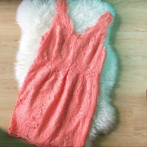 Joie Rori Lace Mini Dress Hot Coral